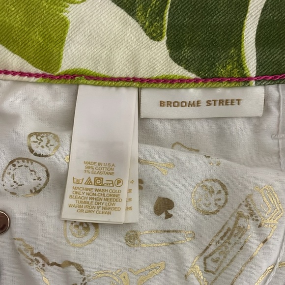 Kate Spade Broome Street Havana Leaf Cropped Jeans Size 28 Green Boho Tropical - Picture 6 of 11